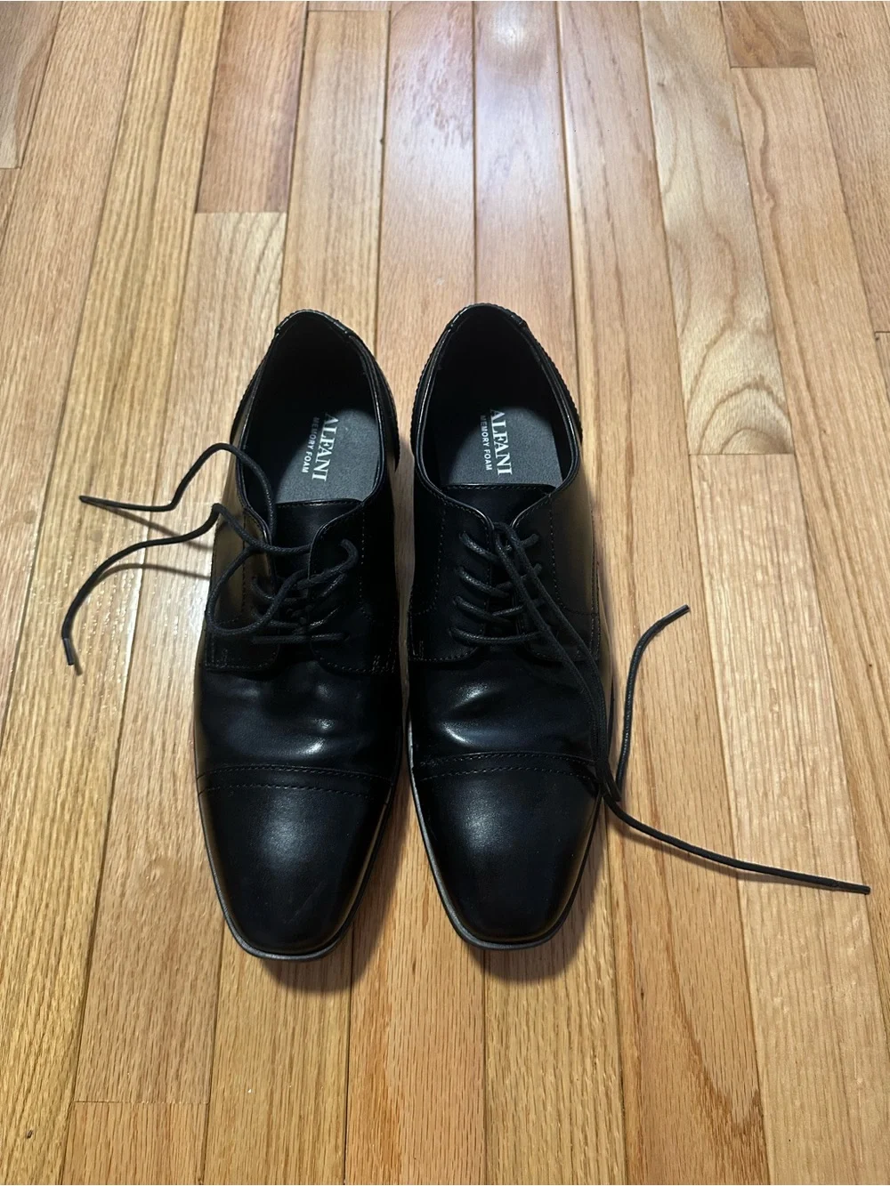 Alfani Black Cap-Toe Leather Derby Shoes Size 7